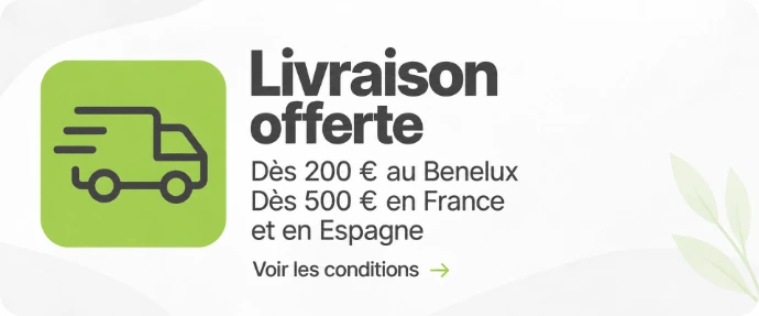 Livraison offerte dès 200 € au Benelux, dès 500 € en France et en Espagne. Voir les conditions.